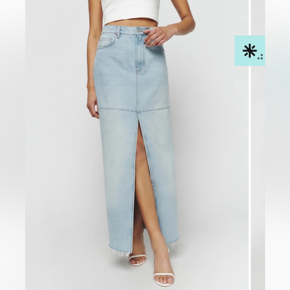 Reformation Tazz Maxi Denim Skirt Tahoe - Size 26